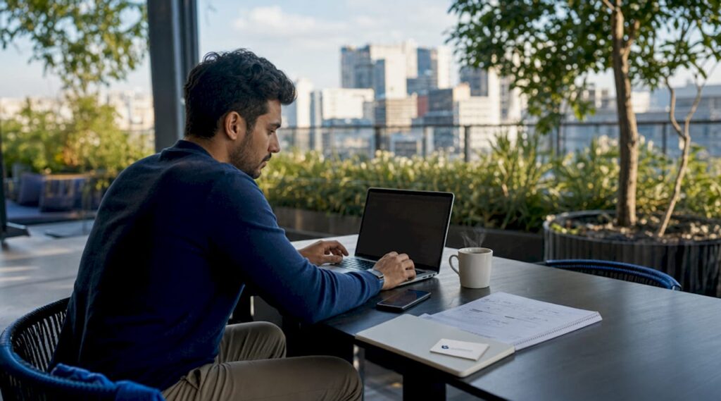 Sales leader reviewing candidate profiles