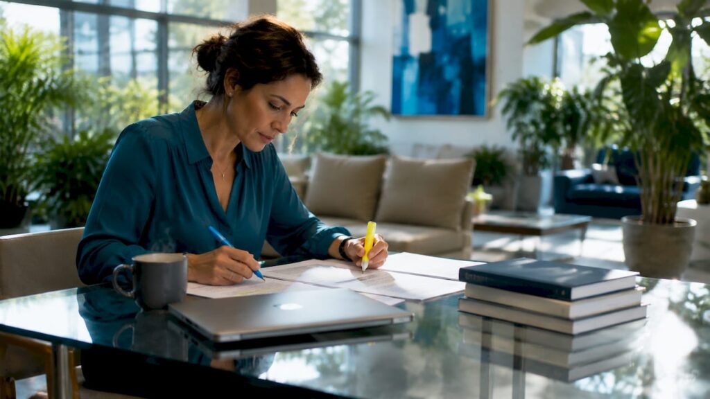 HR professional reviewing SaaS sales job descriptions