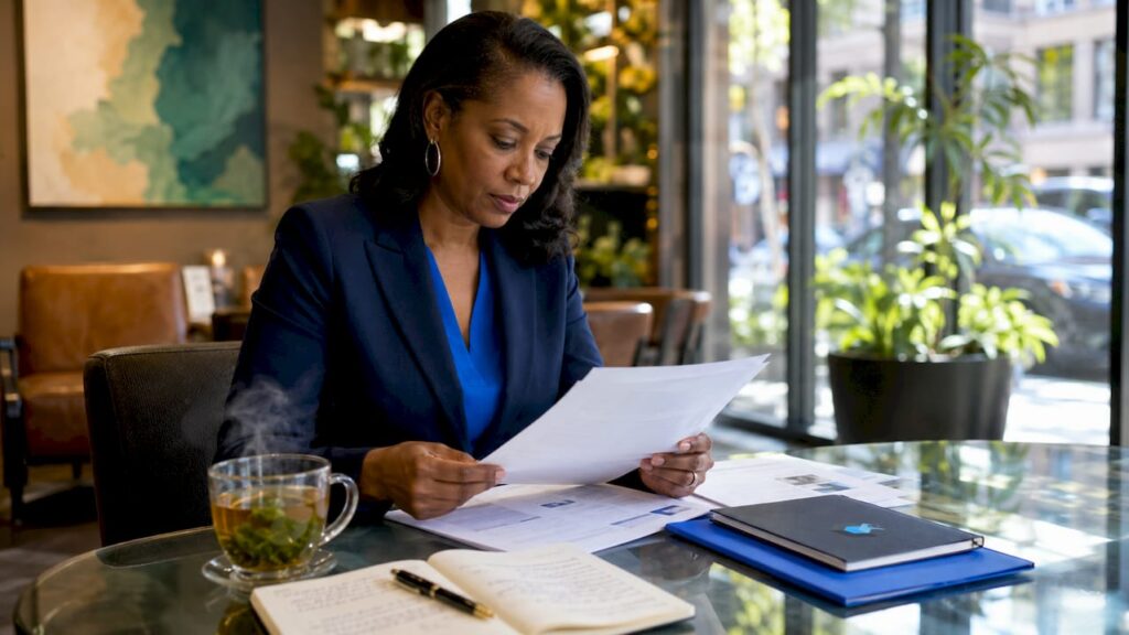 Executive recruiter reviewing candidate resumes