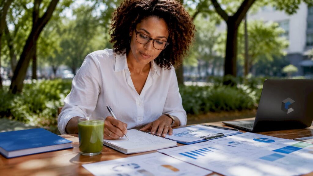 Woman analyzing SaaS pricing and sales reports