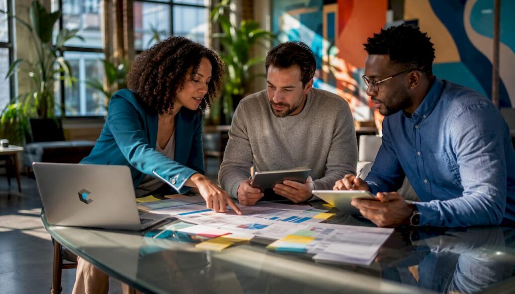 Team defining sales role in meeting