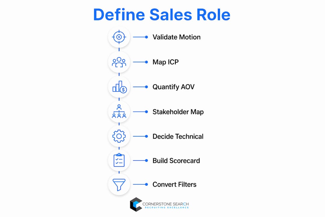Infographic illustrating steps to define sales role