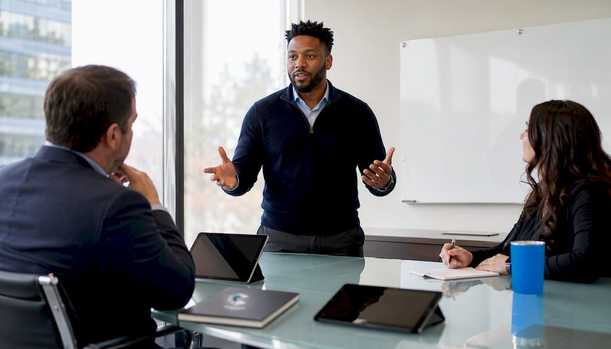 Executive during structured interview session