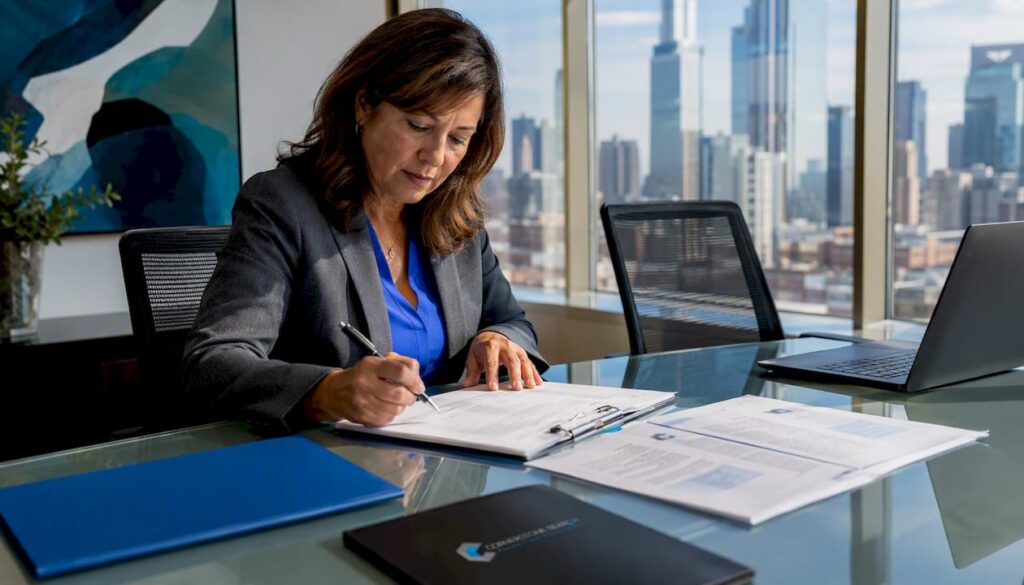 Recruiter reviewing executive sales candidate profiles