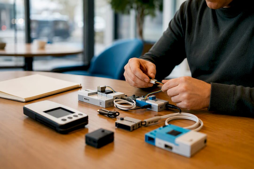 Hands assembling POC technical kit