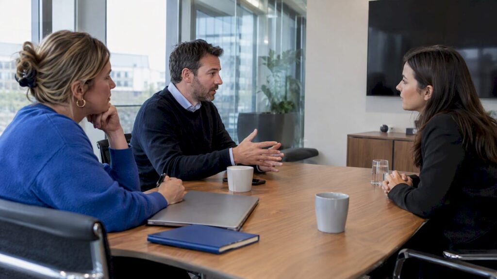 Recruiters conducting an enterprise AE offer conversation